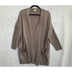 PACT Women Open Front Airplane Cardigan Sz M/L Brown Long Sleeve Slouchy 91-10
